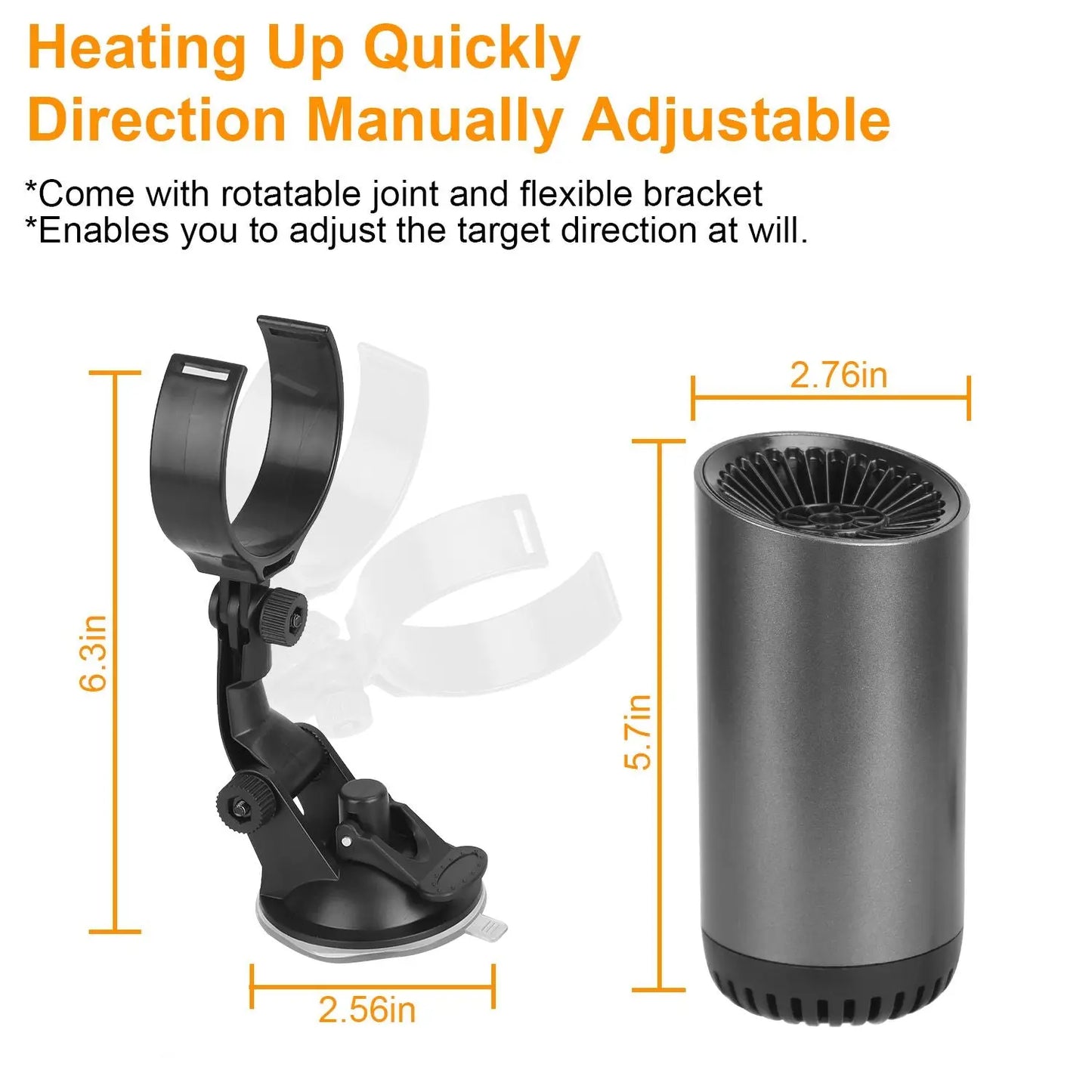 12V 150W Portable Car Heater 2 In 1 Heating Cooling Fan Rotatable Demister Defroster with 4.92ft Cord Doba