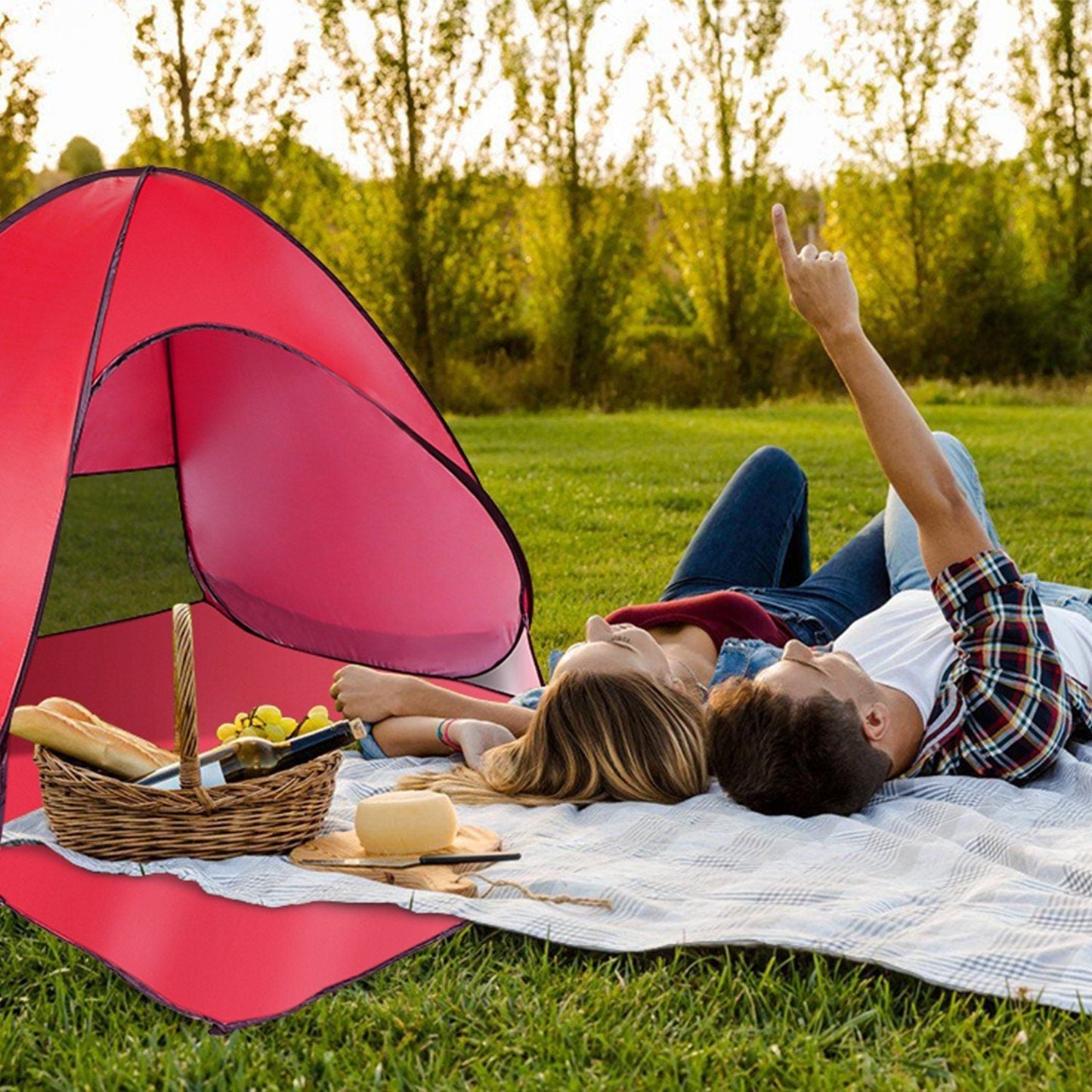 Pop Up Beach Tent Sun Shade Shelter Anti-UV Automatic Waterproof Tent Canopy for 2/3 Man w/ Net Window Storage Bag Doba