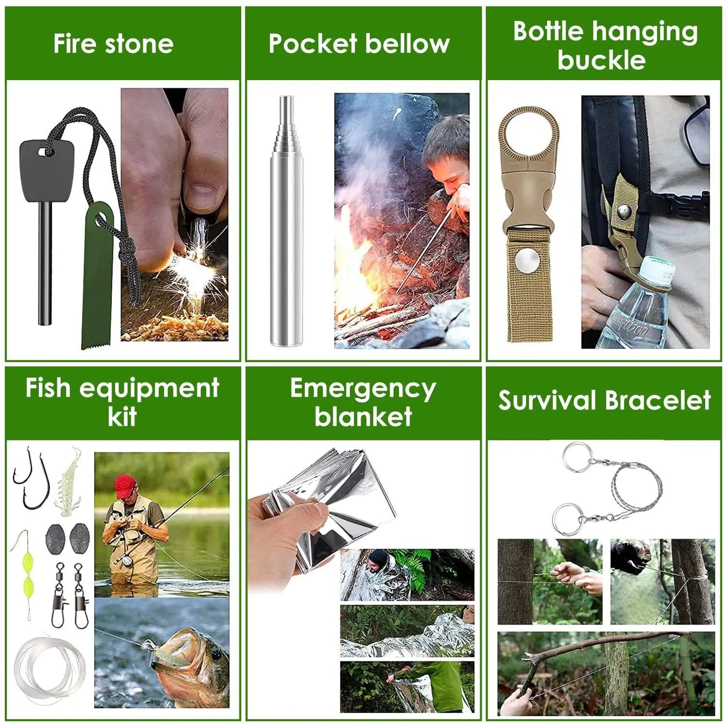 47Pcs Emergency Survival Kit Survival EDC Gear Equipment Tool Doba