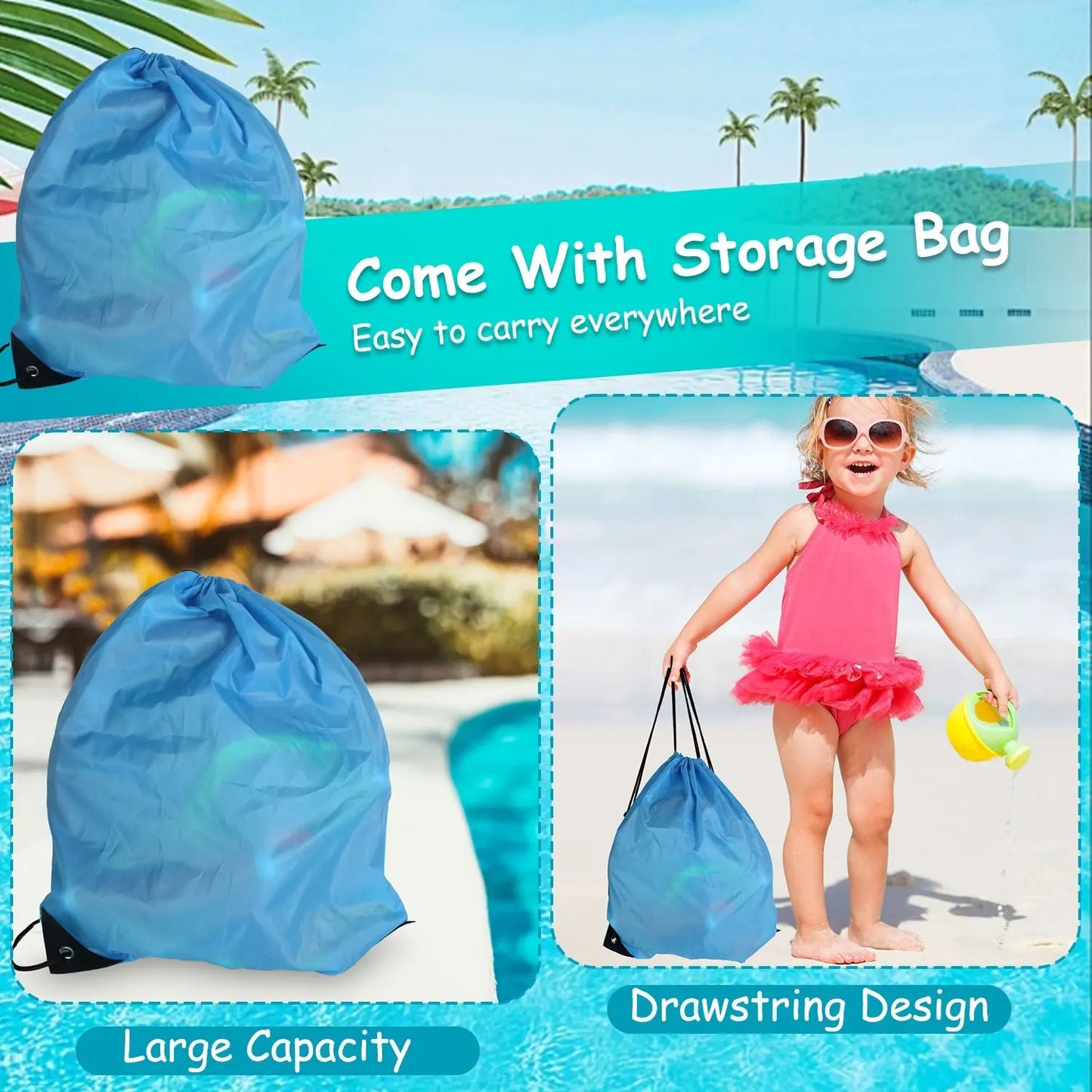 24Pcs Diving Toys Swimming Pool Toys Swim Toys for Kids Aged 3+ Years Old Swim Thru Rings Torpedoes Gems Volleyball Storage Bag Doba