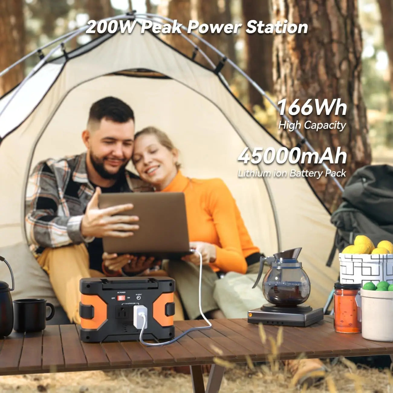 200W Peak Power Station, Flashfish CPAP Battery 166Wh 45000mAh Backup Power Pack 110V 150W Lithium Battery Pack Camping Solar Generator for CPAP Camping Home Emergency Power Supply Doba