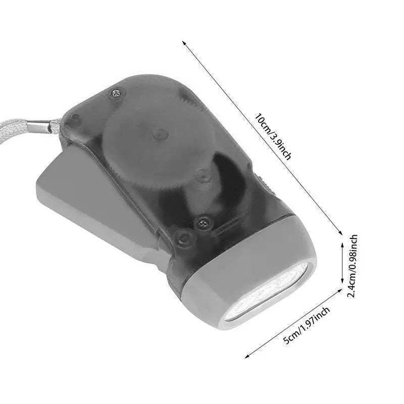 3 LED Hand Pressing Dynamo Crank Power Wind Up Flashlight Torch Light Hand Press Crank Camping Lamp Light for Outdoor Home Doba