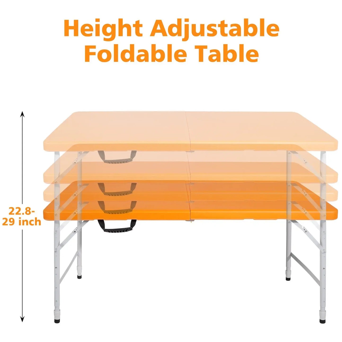 4ft Orange Portable Folding Table Indoor&Outdoor Maximum Weight 135KG Foldable Table for Camping Doba