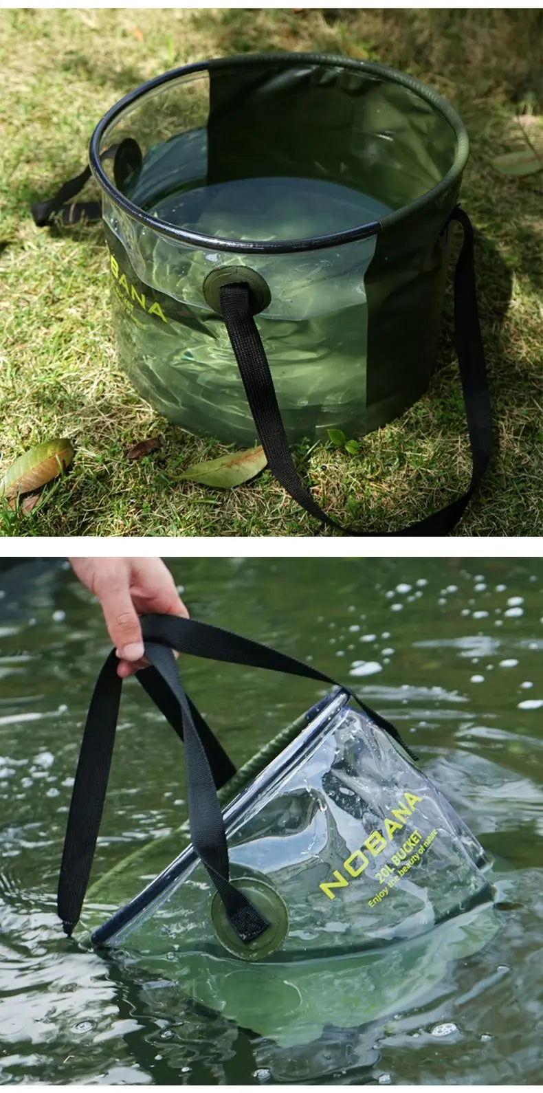 30L Outdoor folding bucket camping self-driving portable barbecue dishwashing bucket telescopic fishing bucket Doba