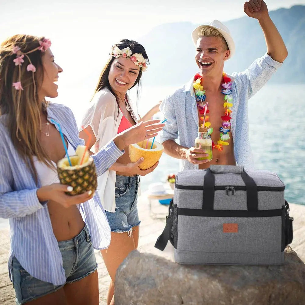 32L Soft Cooler Bag with Hard Liner Large Insulated Picnic Lunch Bag Box Cooling Bag for Camping BBQ Family Outdoor Activities Doba