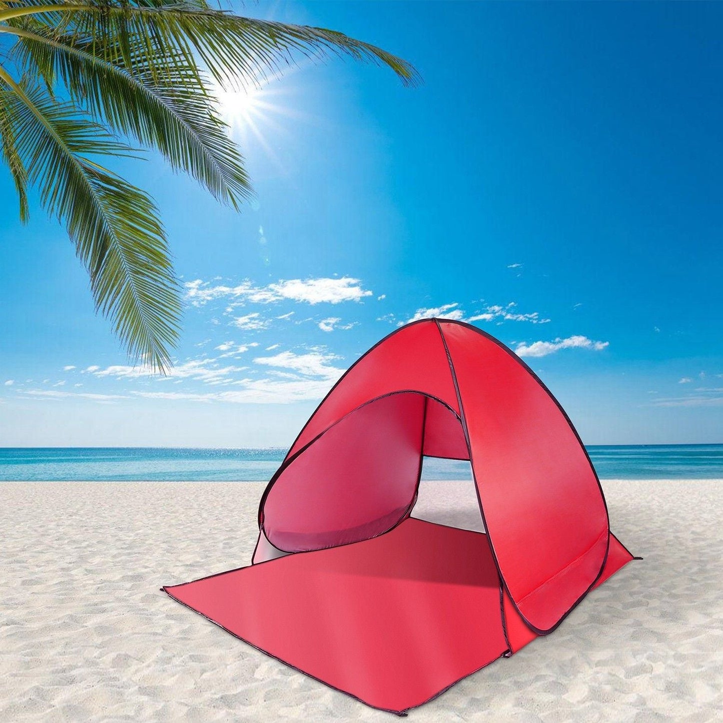 Pop Up Beach Tent Sun Shade Shelter Anti-UV Automatic Waterproof Tent Canopy for 2/3 Man w/ Net Window Storage Bag Doba