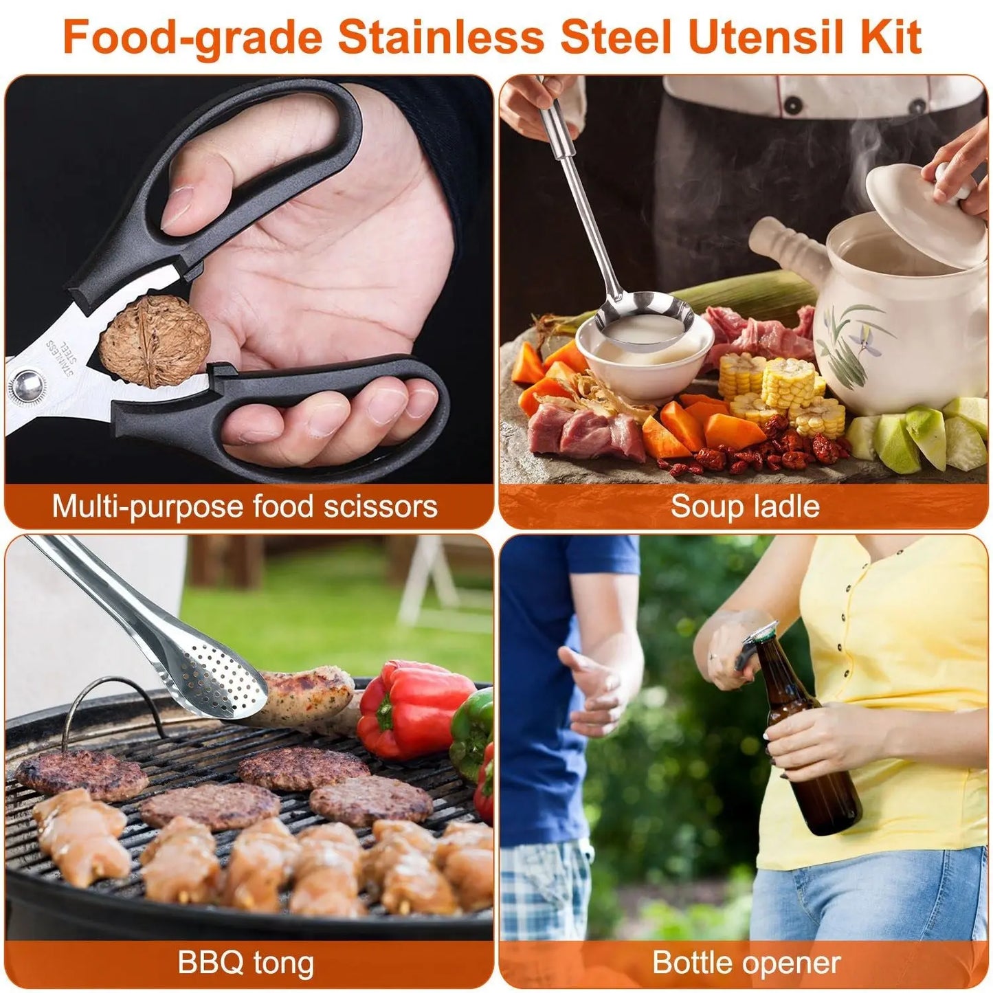 19Pcs Camping Cooking Utensil Kit Portable Picnic Cookware Outdoor Kitchen Equipment Gear Campfire Barbecue Appliances with Storage Bag Doba