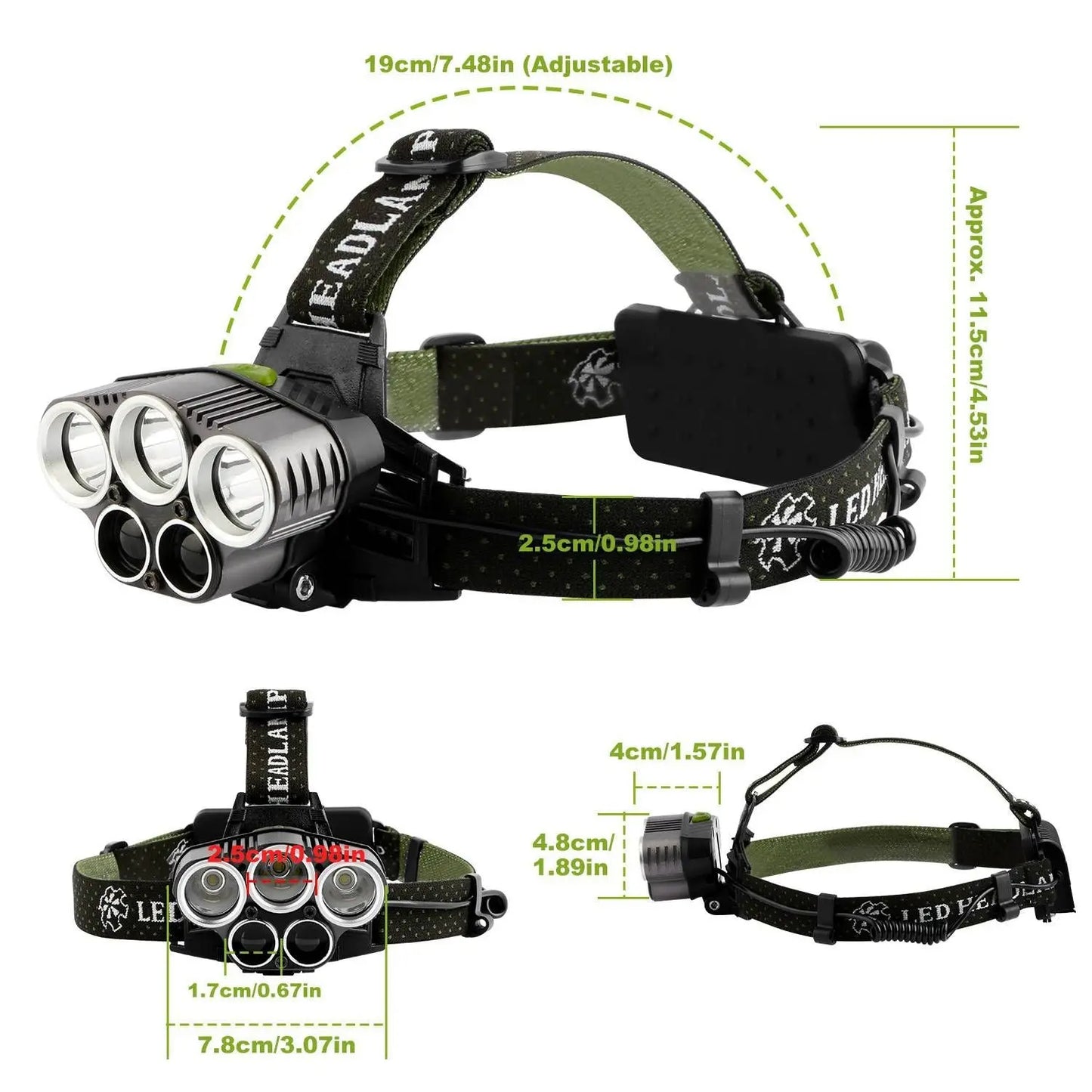 Rechargeable Headlamp 20000 Lumen LED Headlight 6 Modes Headlamp Doba