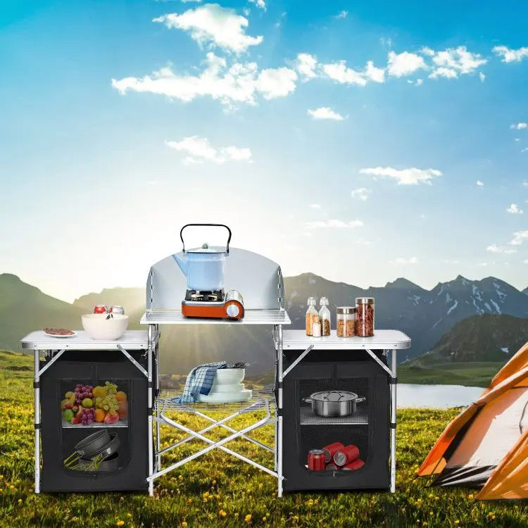 Folding Camping Table with Storage Organizer Doba