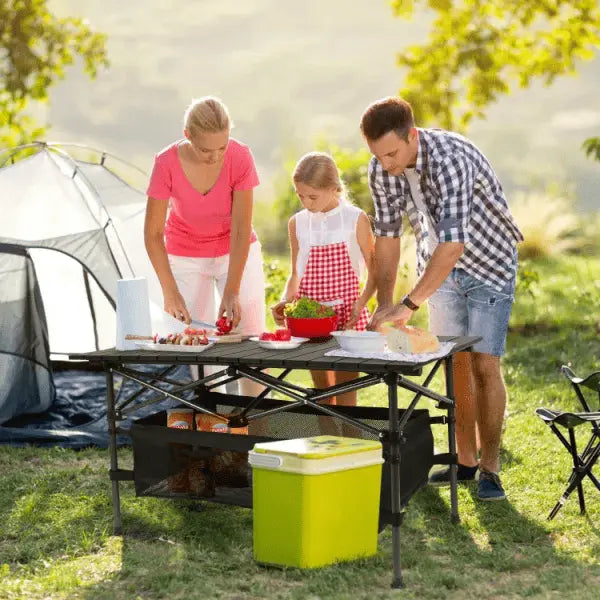 1Pc Folding Camping Table Portable Aluminum Roll-up Picnic BBQ Desk with Carrying Bag Heavy Duty Outdoor Beach Backyard Party Patio Doba