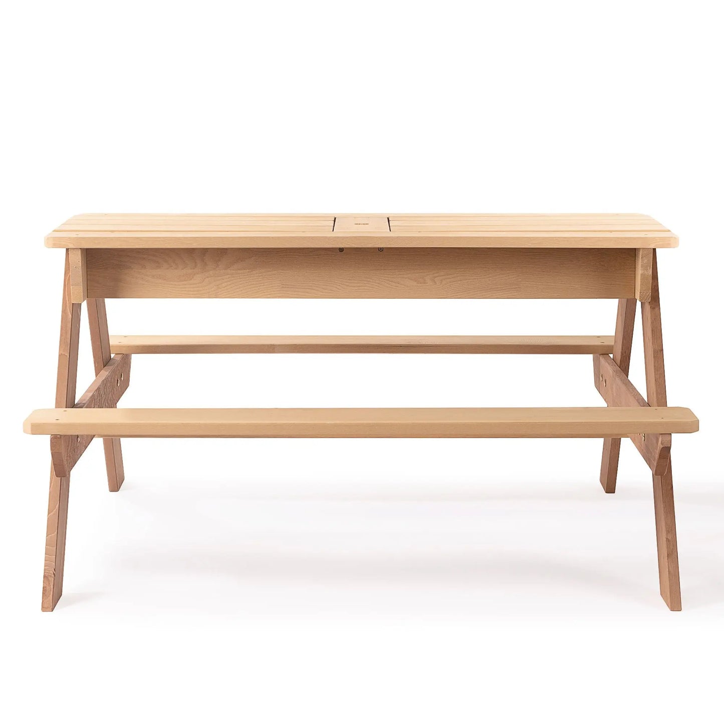 3-in-1 Kids Outdoor Wooden Picnic Table With Umbrella, Convertible Sand & Wate, Gray ASTM & CPSIA CERTIFICATION Doba