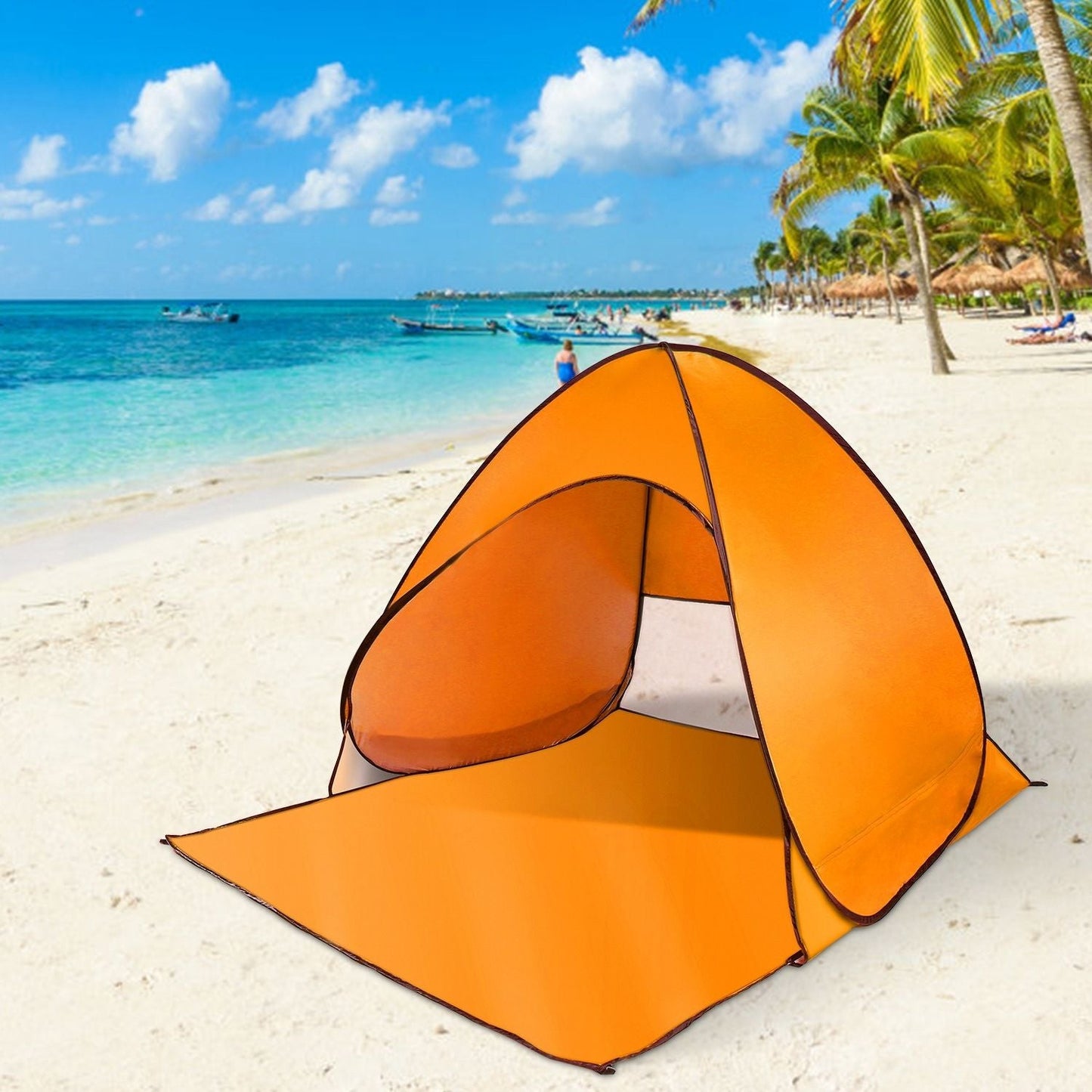 Pop Up Beach Tent Sun Shade Shelter Anti-UV Automatic Waterproof Tent Canopy for 2/3 Man w/ Net Window Storage Bag Doba