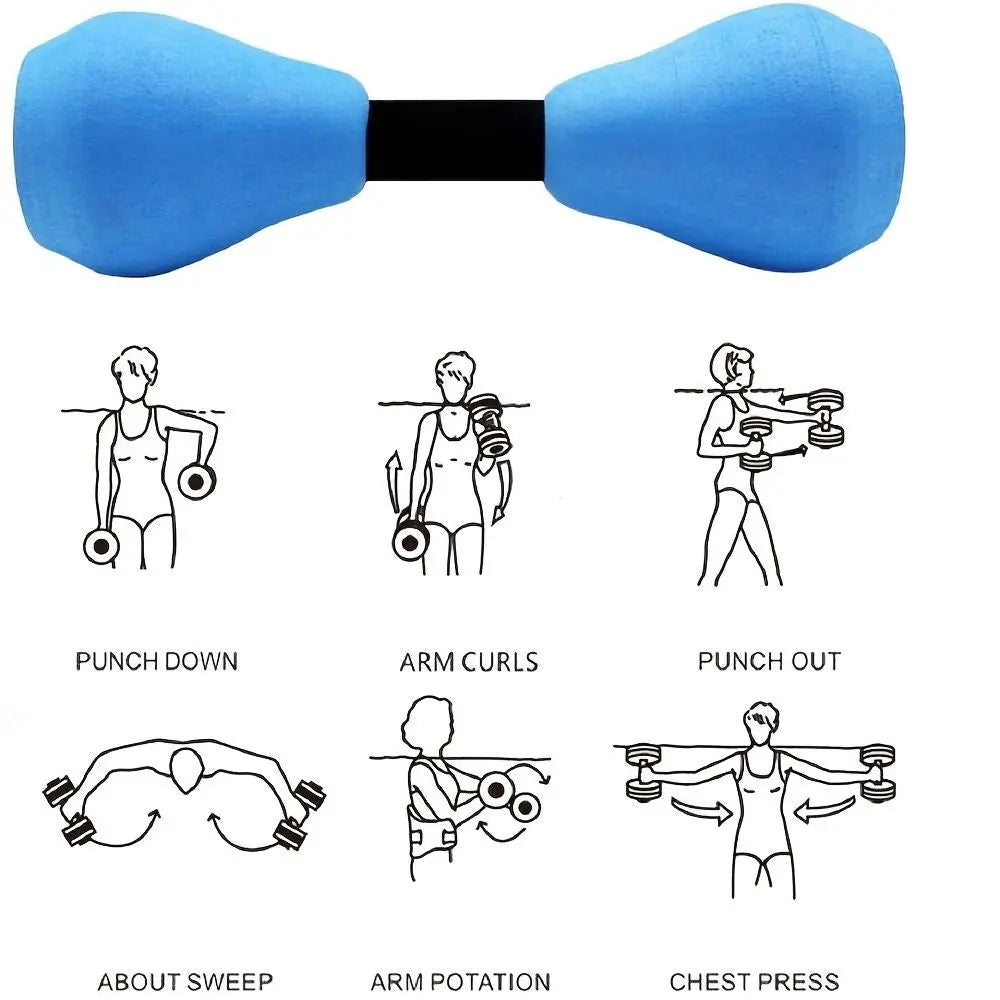 1pair Aquatic Aerobic Exercise Foam Dumbbell; EVA Water Resistance Fitness Equipment For Pool Women Men Weight Loss Doba