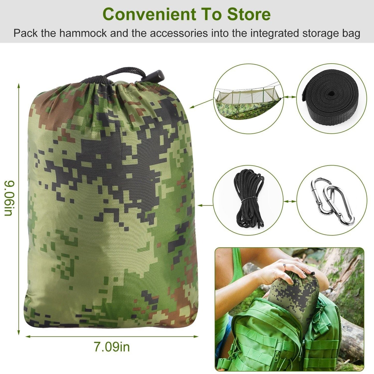 600lbs Load 2 Persons Hammock with Mosquito Net Outdoor Hiking Camping Hommock Portable Nylon Swing Hanging Bed Doba
