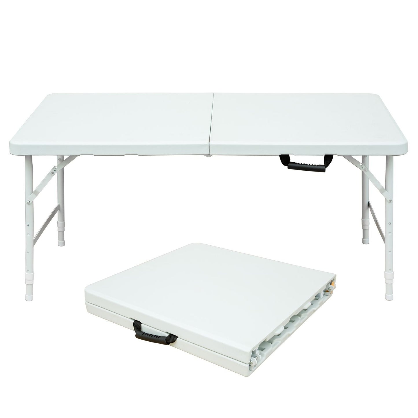 4ft Portable Folding Table Indoor&Outdoor Maximum Weight 135KG Foldable Table for Camping White Doba