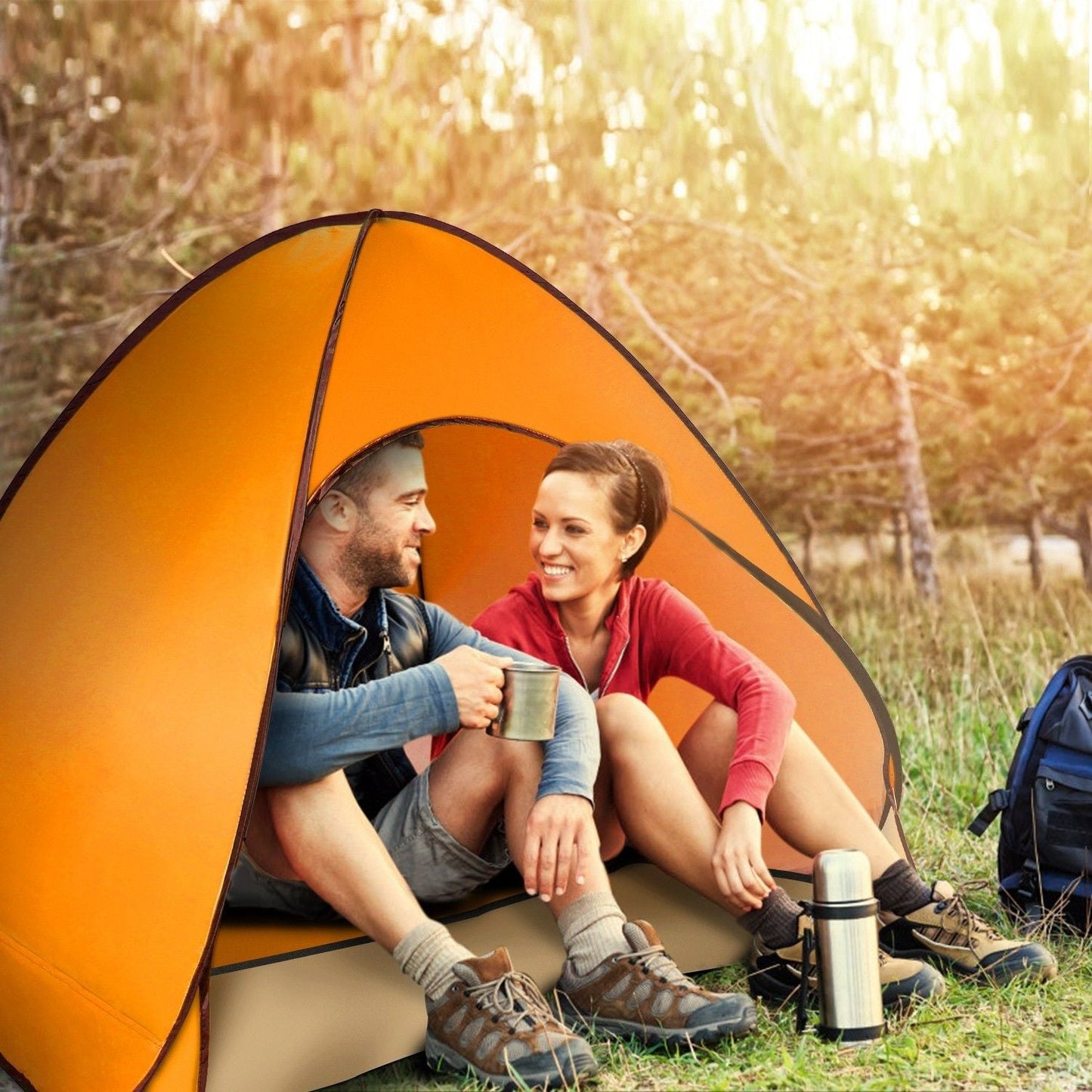 Pop Up Beach Tent Sun Shade Shelter Anti-UV Automatic Waterproof Tent Canopy for 2/3 Man w/ Net Window Storage Bag Doba