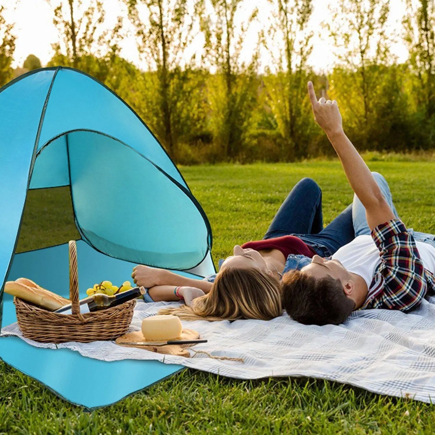 Pop Up Beach Tent Sun Shade Shelter Anti-UV Automatic Waterproof Tent Canopy for 2/3 Man w/ Net Window Storage Bag Doba