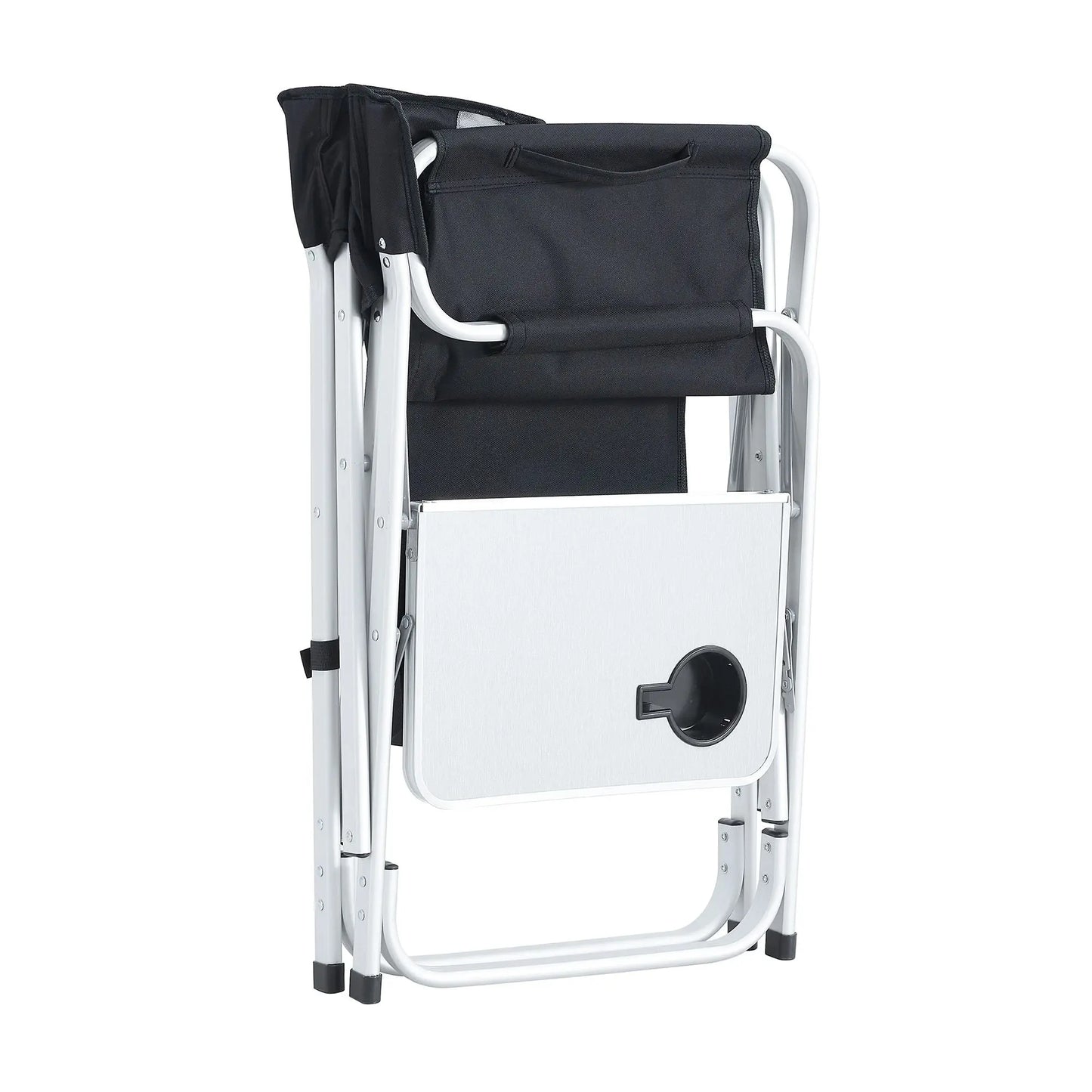 1-piece Padded Folding Outdoor Chair with Side Table and Storage t Oversized Directors Chair for indoor; Outdoor Camping; Picnics and Fishing; Black/Grey Doba
