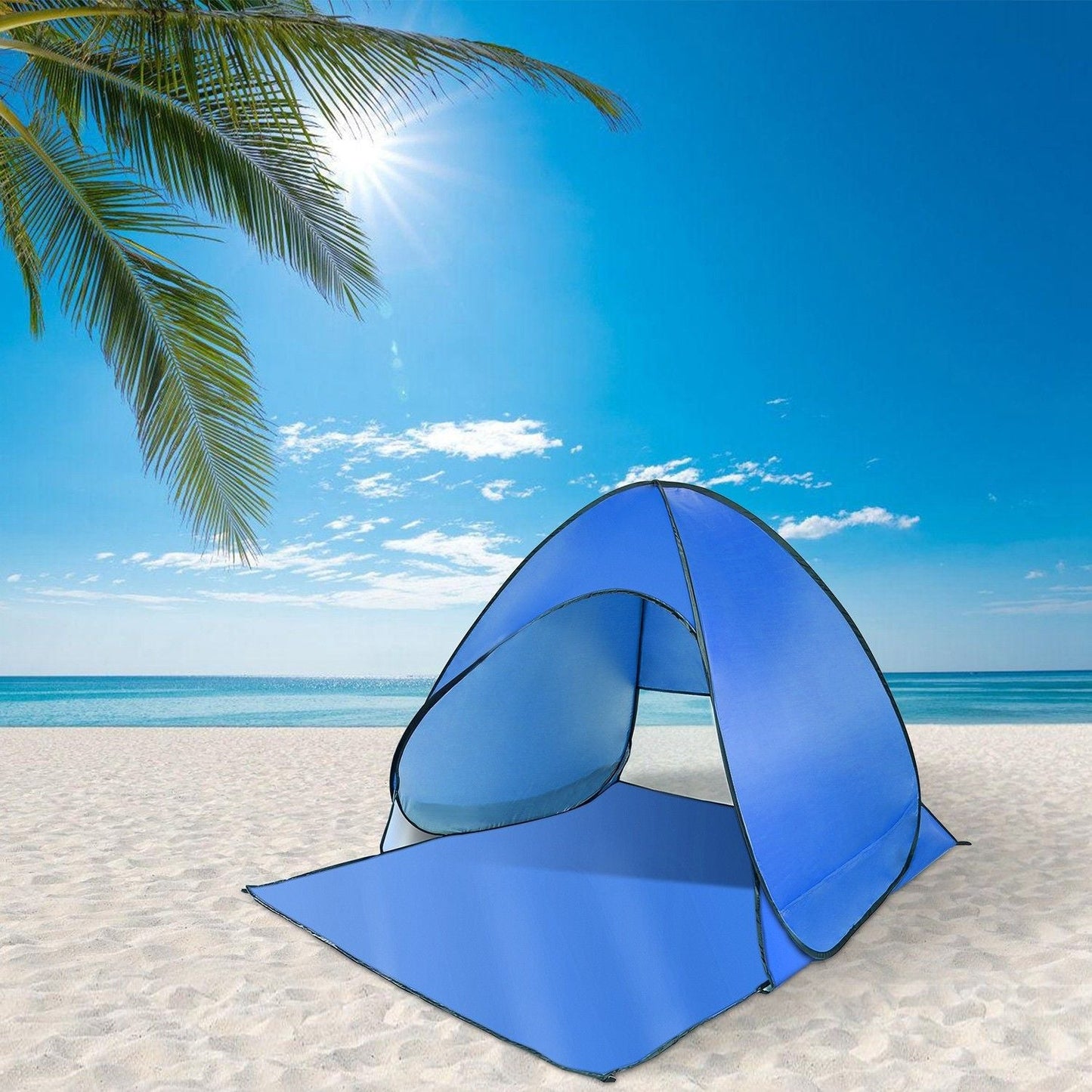 Pop Up Beach Tent Sun Shade Shelter Anti-UV Automatic Waterproof Tent Canopy for 2/3 Man w/ Net Window Storage Bag Doba