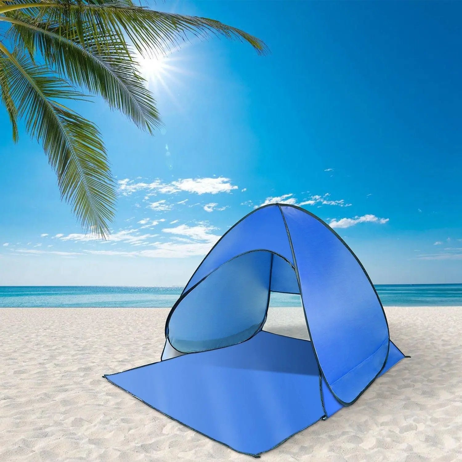 Pop Up Beach Tent Sun Shade Shelter Anti-UV Automatic Waterproof Tent Canopy for 2/3 Man w/ Net Window Storage Bag Doba