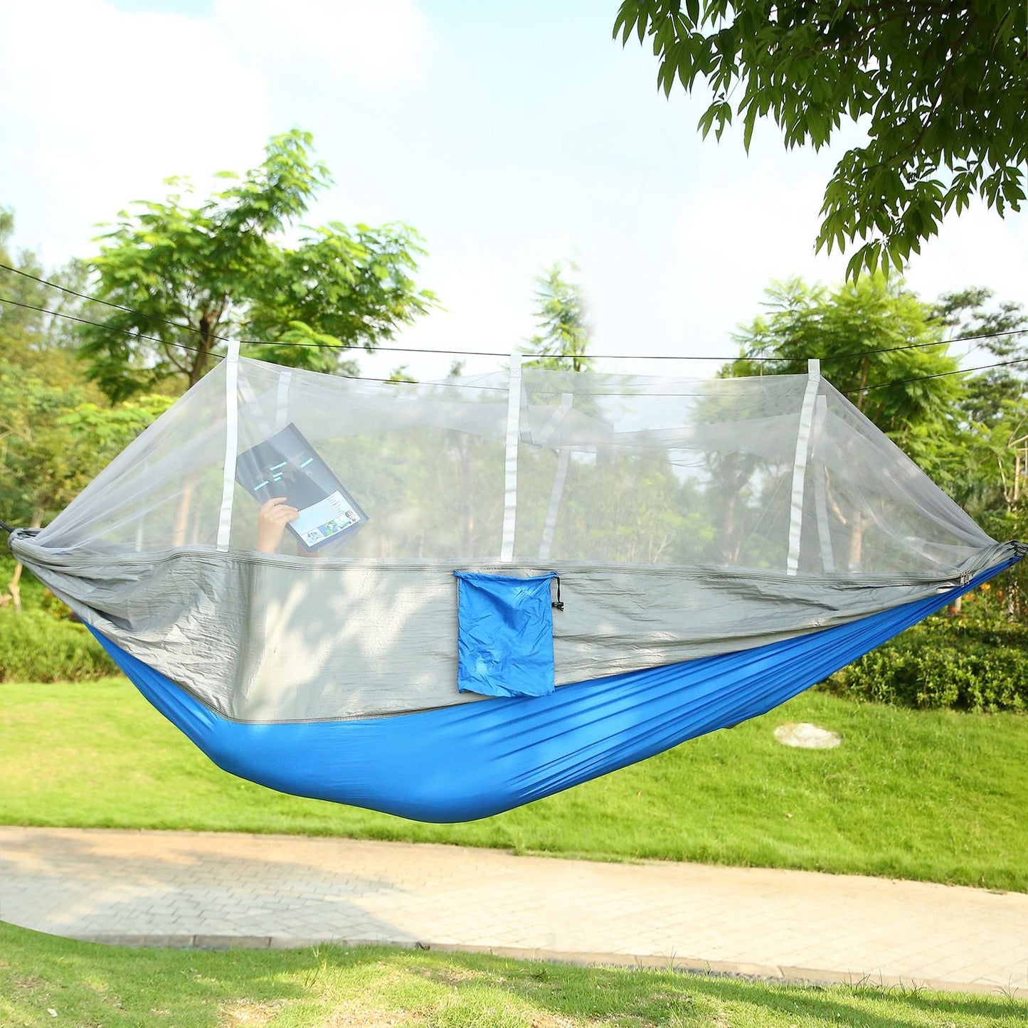 600lbs Load 2 Persons Hammock with Mosquito Net Outdoor Hiking Camping Hommock Portable Nylon Swing Hanging Bed Doba