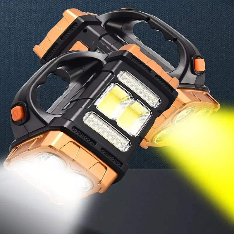 1pc Multifunctional Solar LED+COB Light With Handle; USB Charging Waterproof For Outdoor Camping Safety Emergency At Night Doba