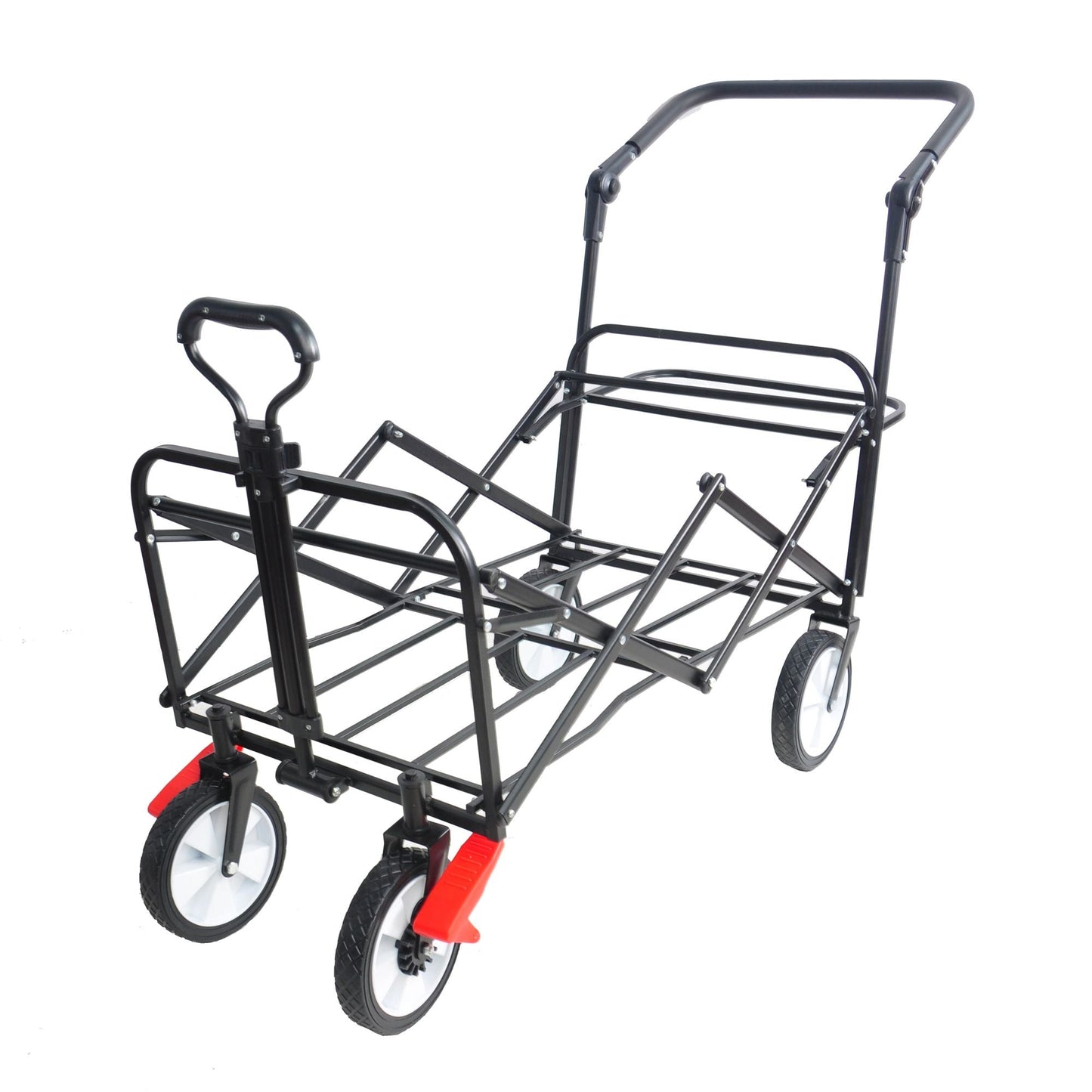 folding wagon Collapsible Outdoor Utility Wagon, Heavy Duty Folding Garden Portable Hand Cart, Drink Holder, Adjustable Handles Doba