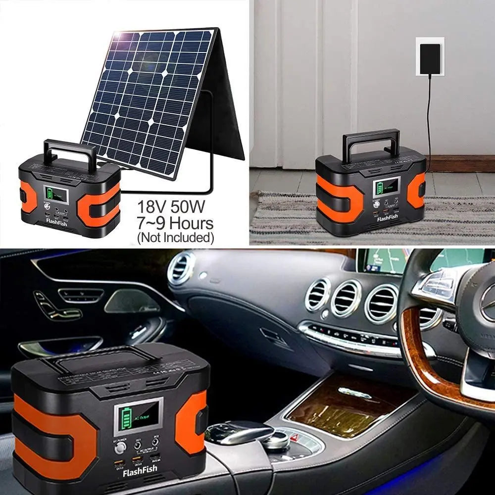 200W Peak Power Station, Flashfish CPAP Battery 166Wh 45000mAh Backup Power Pack 110V 150W Lithium Battery Pack Camping Solar Generator for CPAP Camping Home Emergency Power Supply Doba