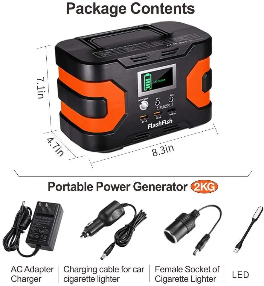 200W Peak Power Station, Flashfish CPAP Battery 166Wh 45000mAh Backup Power Pack 110V 150W Lithium Battery Pack Camping Solar Generator for CPAP Camping Home Emergency Power Supply Doba