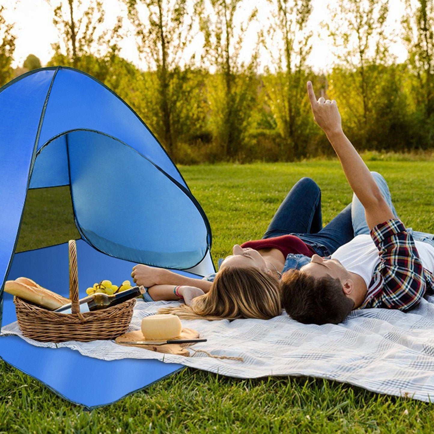 Pop Up Beach Tent Sun Shade Shelter Anti-UV Automatic Waterproof Tent Canopy for 2/3 Man w/ Net Window Storage Bag Doba