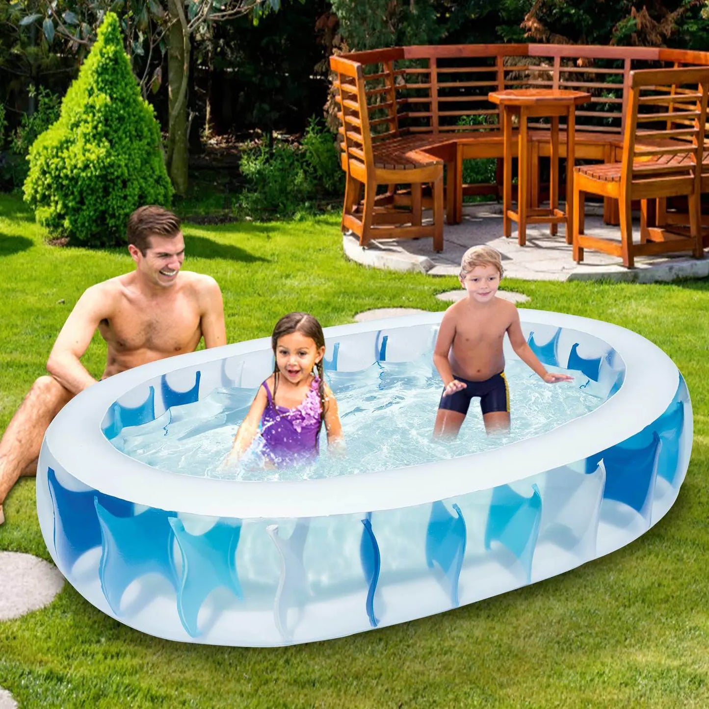 90×60×20In Inflatable Swimming Pool Blow Up Family Pool For Kids Foldable Swim Ball Pool Center Doba