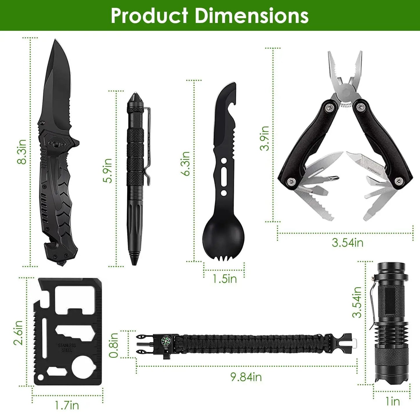 47Pcs Emergency Survival Kit Survival EDC Gear Equipment Tool Doba