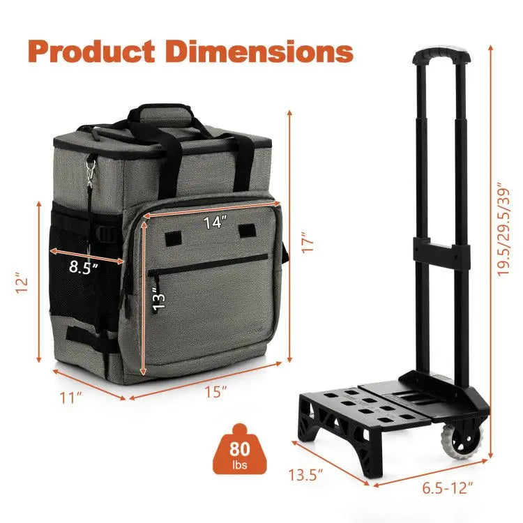 50-Can Large Leakproof Rolling Cooler with Detachable Bottom Plate Doba