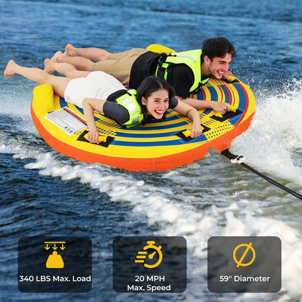1 or 2 Person Inflatable Towable Tube for Boating with Quick Connector - Freetyme Store