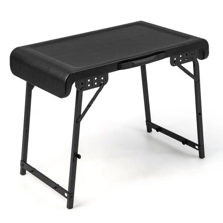 3 Pieces Folding Camping Table Stool Set with 2 Retractable LED Stools Doba