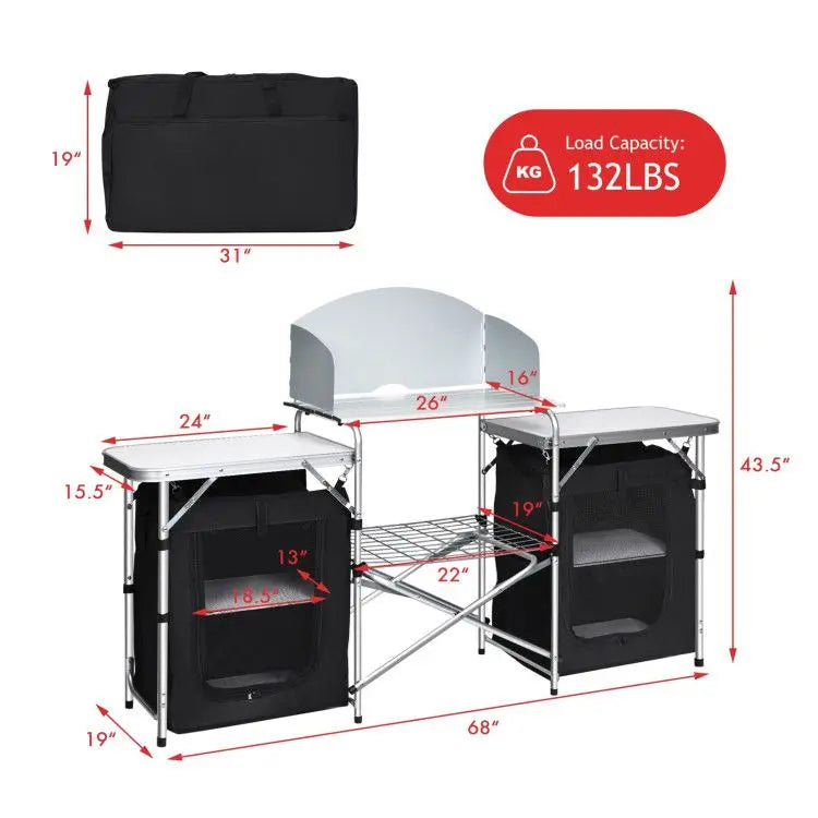 Folding Camping Table with Storage Organizer Doba