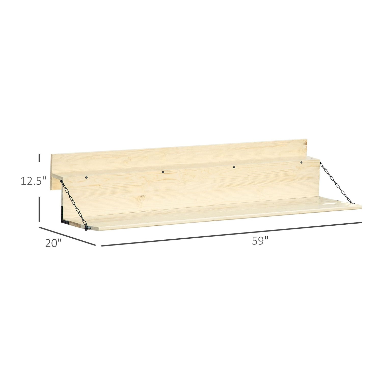 Hanging Balcony Table, Spruce Wood Foldable Railing Bar, Serving Table & Desk, Fits up to 3.9 Inches, Natural Doba