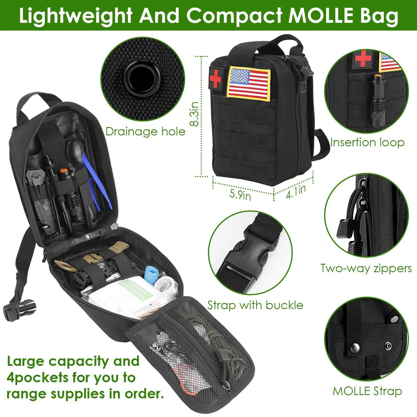 47Pcs Emergency Survival Kit Survival EDC Gear Equipment Tool Doba