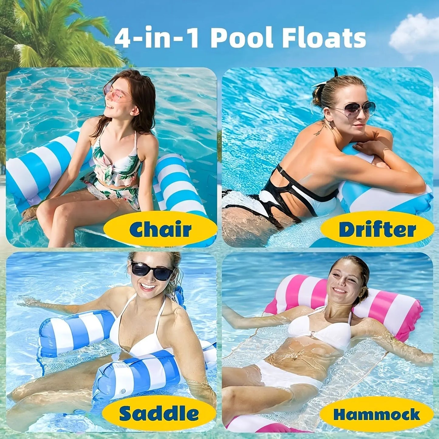 Inflatable Float Hammock; Water Lounges Accessories For Swimming Pool Beach Summer Doba