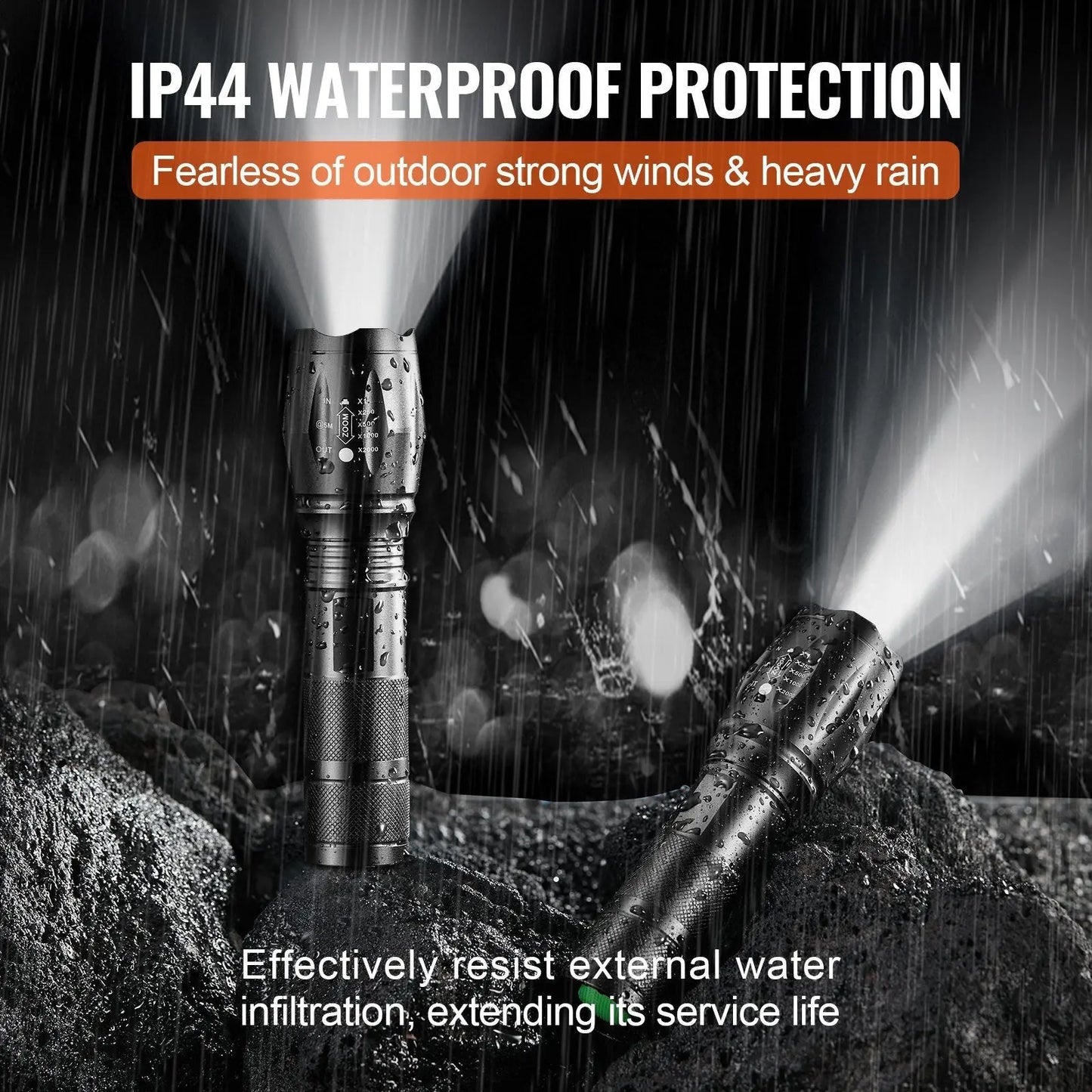 VEVOR 2 Pack Flashlights 3000 High Lumens 5 Modes Adjustable Focus Flashlight Doba