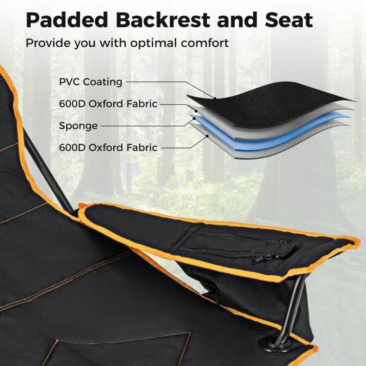 Folding Camping Chair with Footrest Camping Lounge Chair with Carry Bag Doba