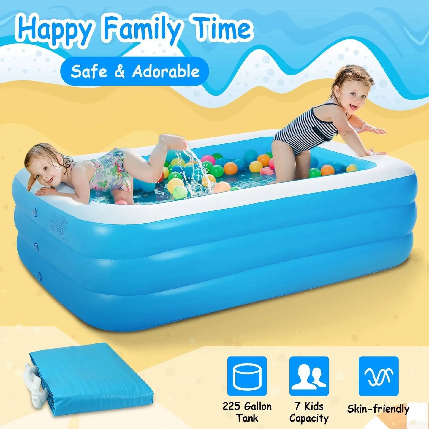 Inflatable Swimming Pools Family Swim Play Center Pool Blow up Kiddie Pool Doba