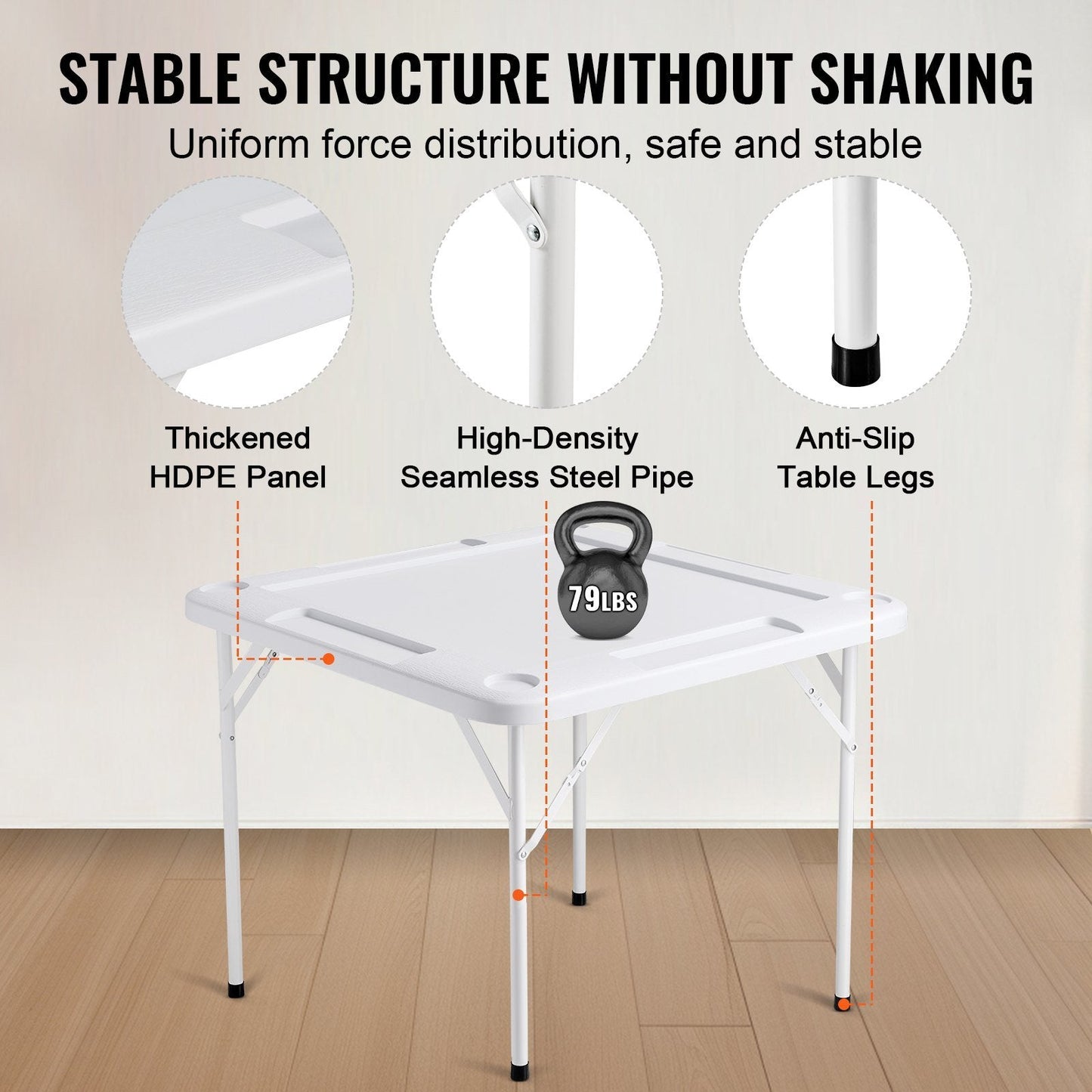 VEVOR Mahjong Table 4 Player Folding Card Table & Table Mat Cup Holder Chip Tray Doba