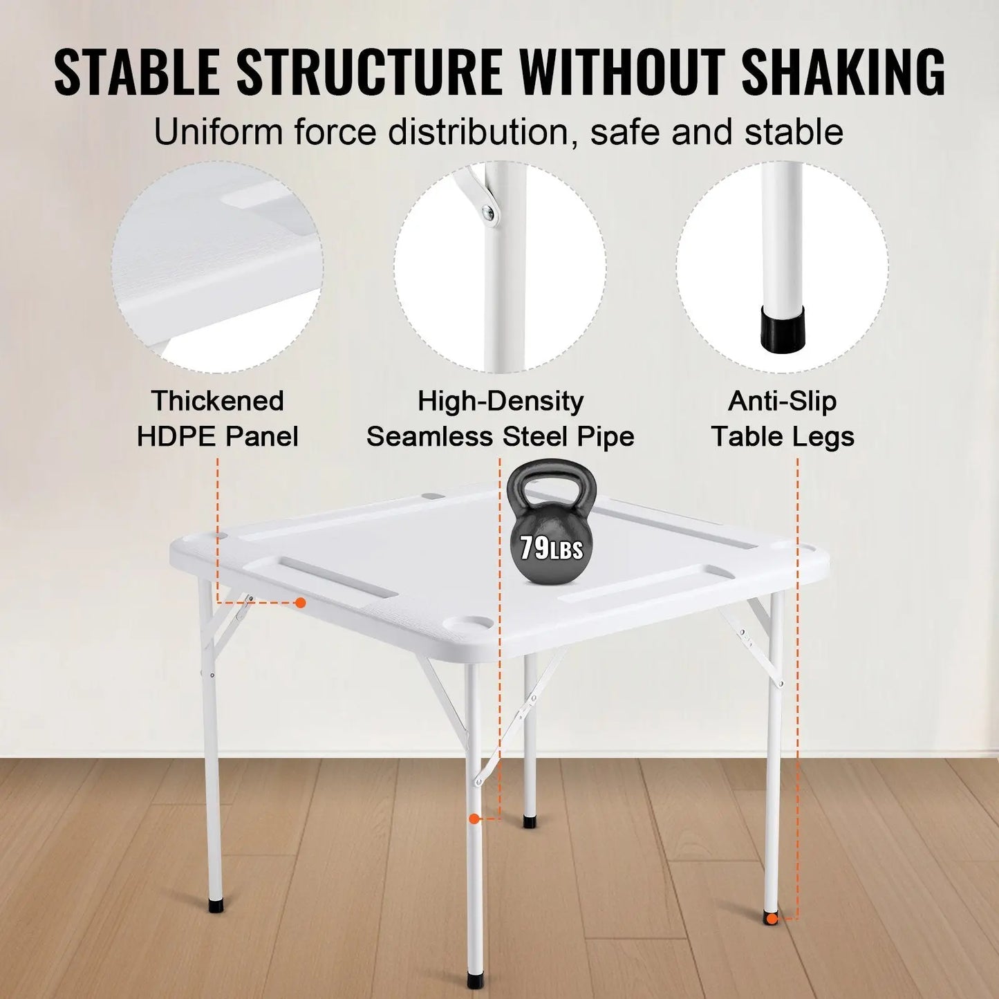 VEVOR Mahjong Table 4 Player Folding Card Table & Table Mat Cup Holder Chip Tray Doba