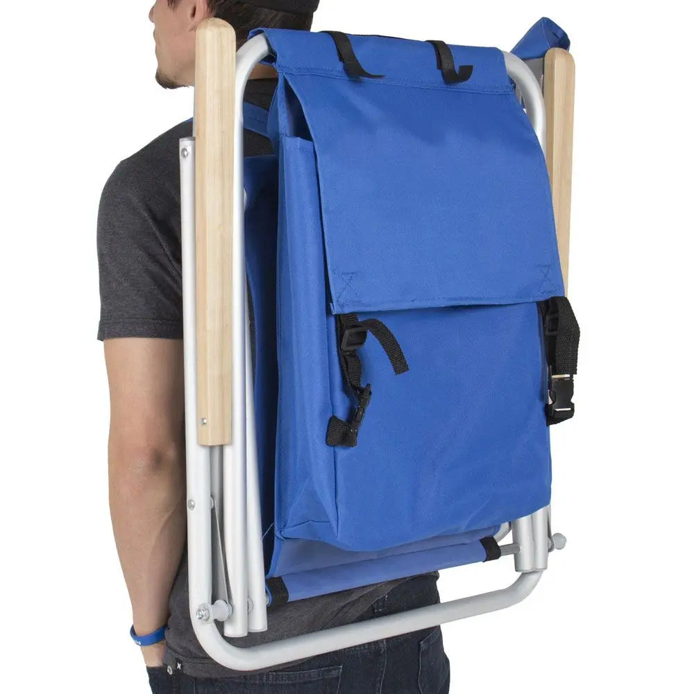 Backpack Beach Chair Folding Portable Chair Blue Solid Camping Hiking Fishing Doba