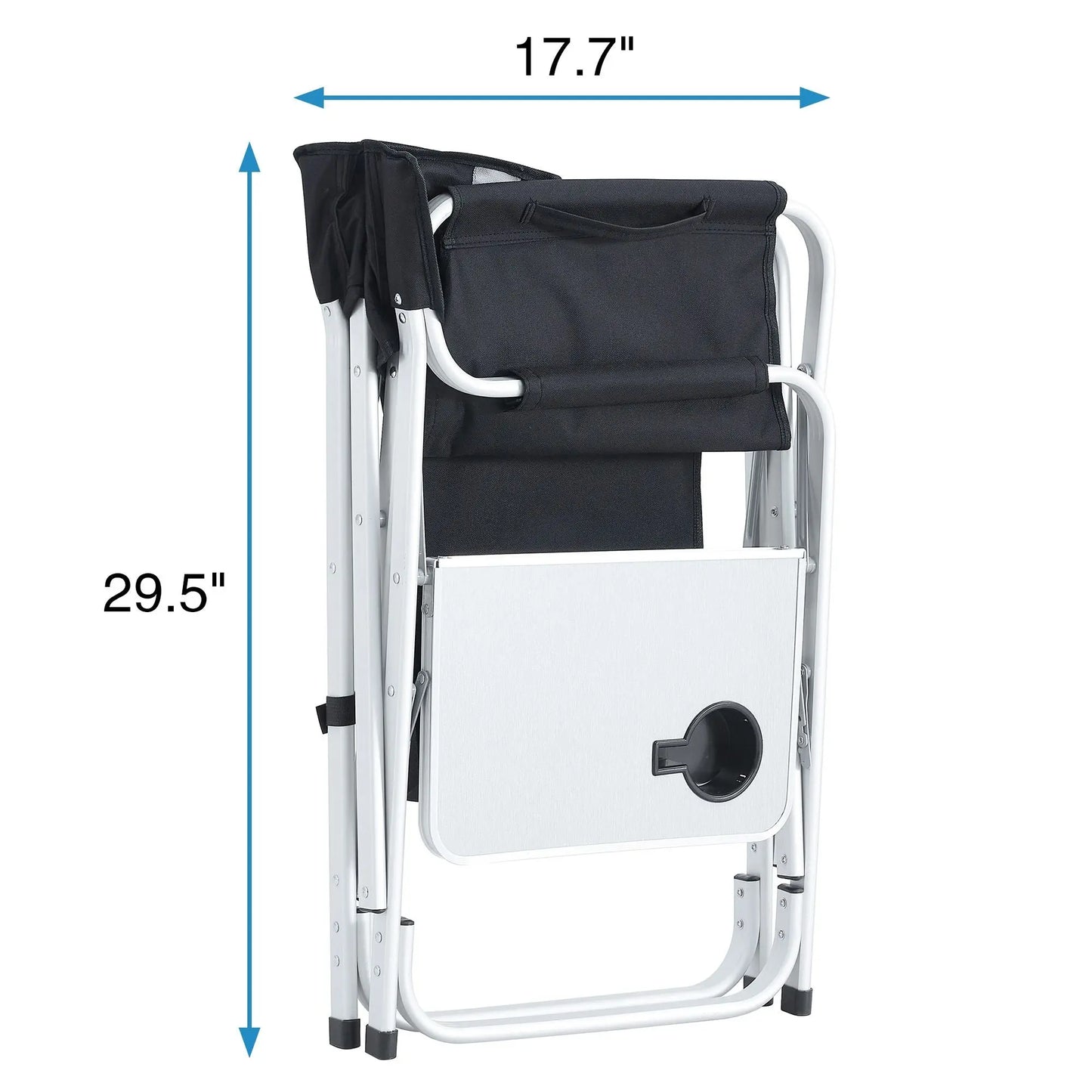 1-piece Padded Folding Outdoor Chair with Side Table and Storage t Oversized Directors Chair for indoor; Outdoor Camping; Picnics and Fishing; Black/Grey Doba