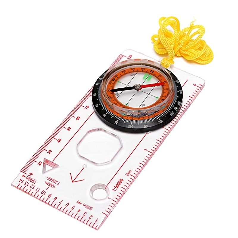 Portable Compass With Ruler Scale For Scout Hiking Camping Boating; Orienteering Map; Professional Magnifying Compass Doba
