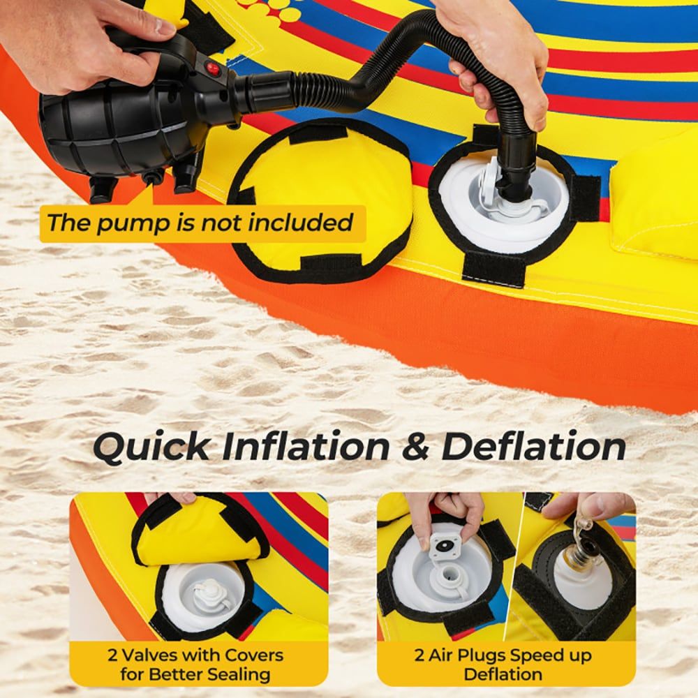 1 or 2 Person Inflatable Towable Tube for Boating with Quick Connector - Freetyme Store