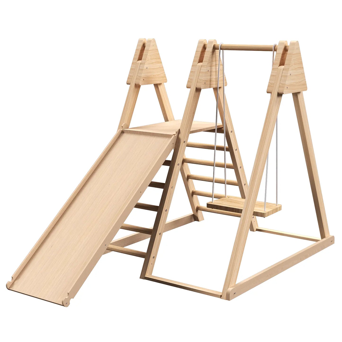 4-in-1 Juniper Indoor Play Gym - Jungle Gym Playset with Baby Swing, Slide, Ladder, and Climbing Wall - Foldable Wooden Playset - Indoor Jungle Gym for Kids Doba