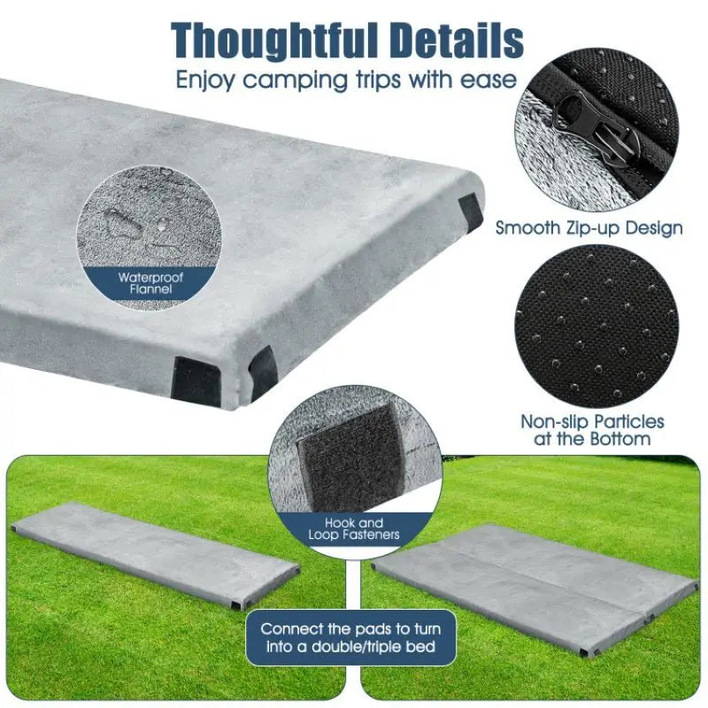 Foldable Lightweight Memory Camping Mattress with Carrying Bag Doba